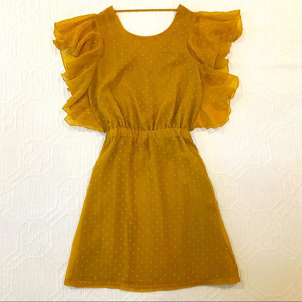 Ark & Co - ModCloth mustard ruffle sleeve dress